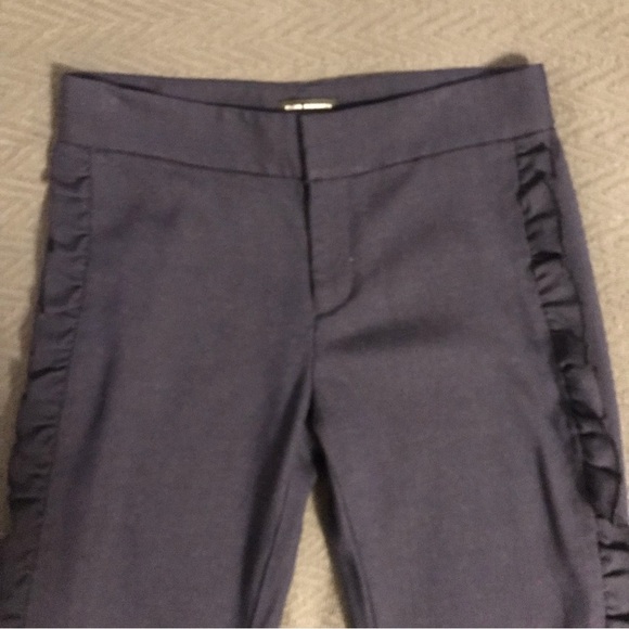 Club Monaco Navy Blue Ruffle Side Trim Trousers Pants Size 0 Excellent - Picture 6 of 11